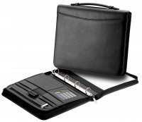 Luxusn� ko�en� desky z prav� hov�z� k��e s krou�kovou mechanikou 5592-01 �ern�, dn-lederwaren