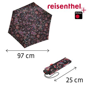 Lehk dmsk skldac ploch detnk Reisenthel umbrella pocket mini paisley black RT7064, Reisenthel + Knirps